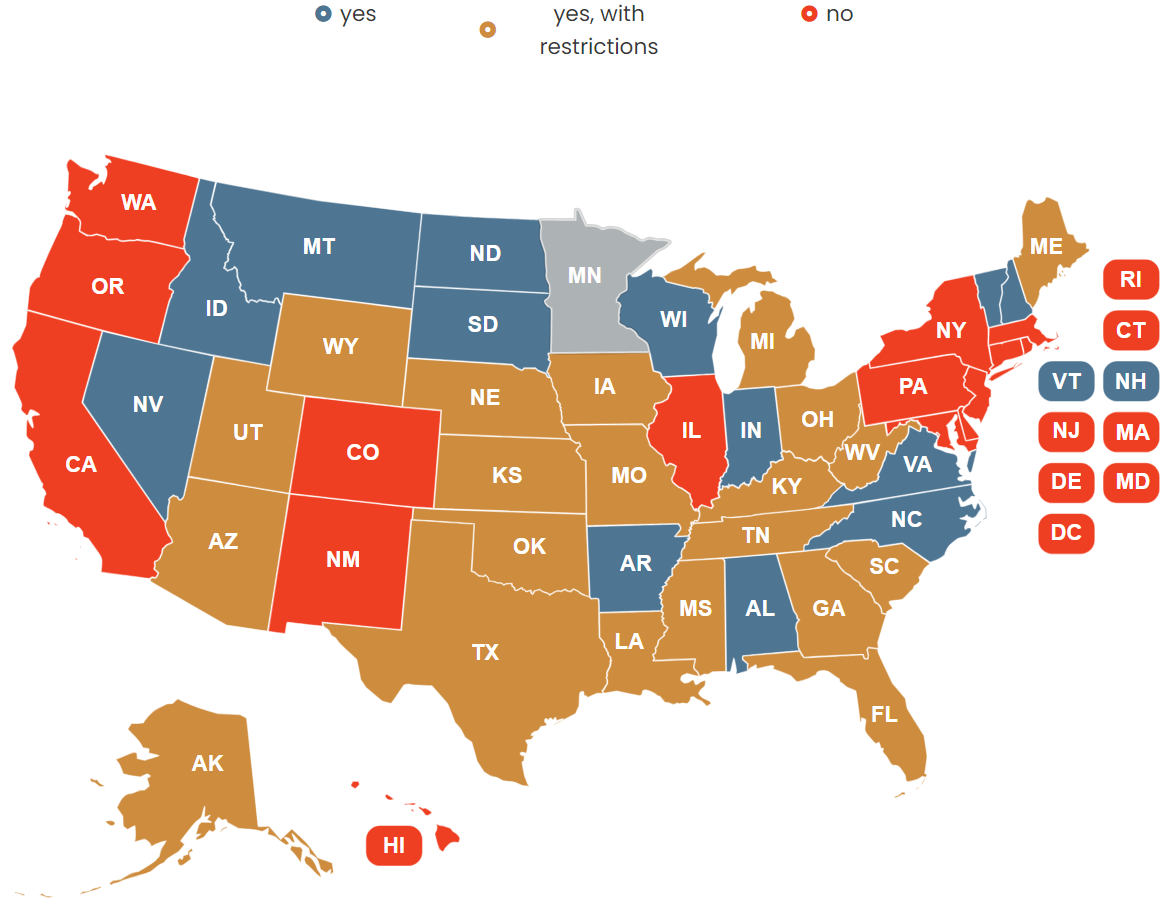 Minnesota concealed carry permit reciprocity map