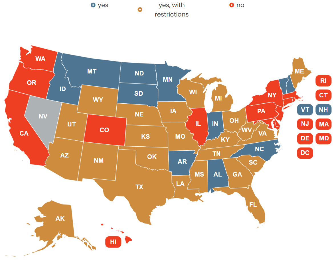 Nevada concealed carry permit reciprocity map
