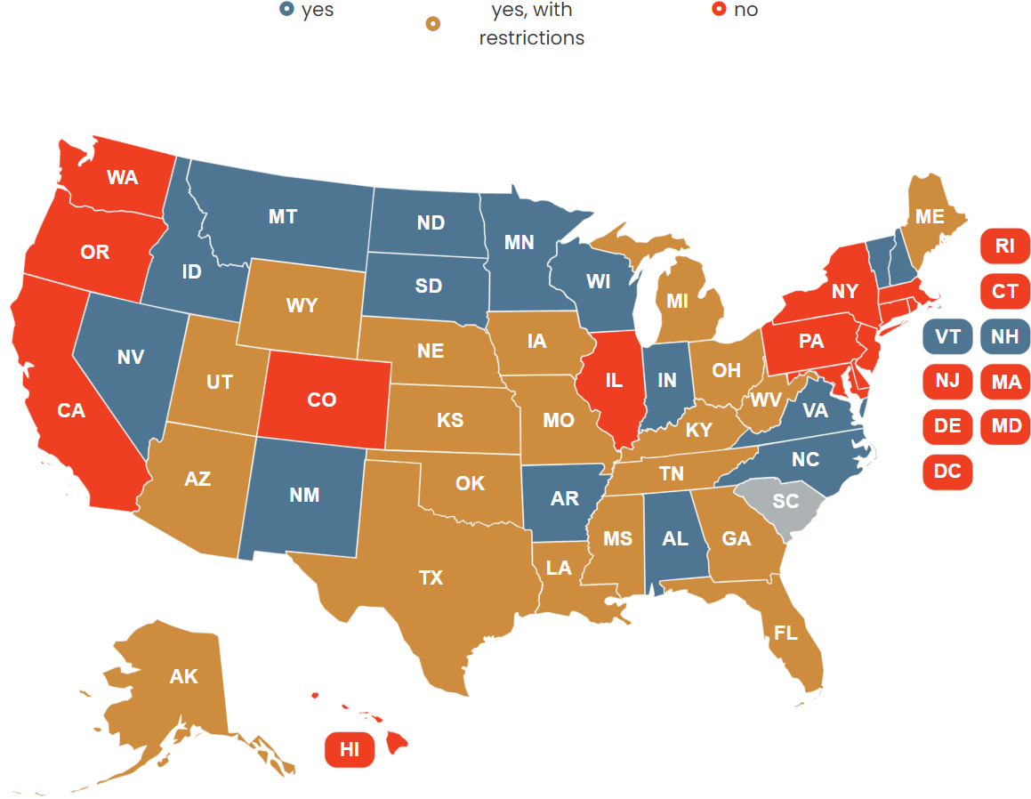 South Carolina concealed carry permit reciprocity map