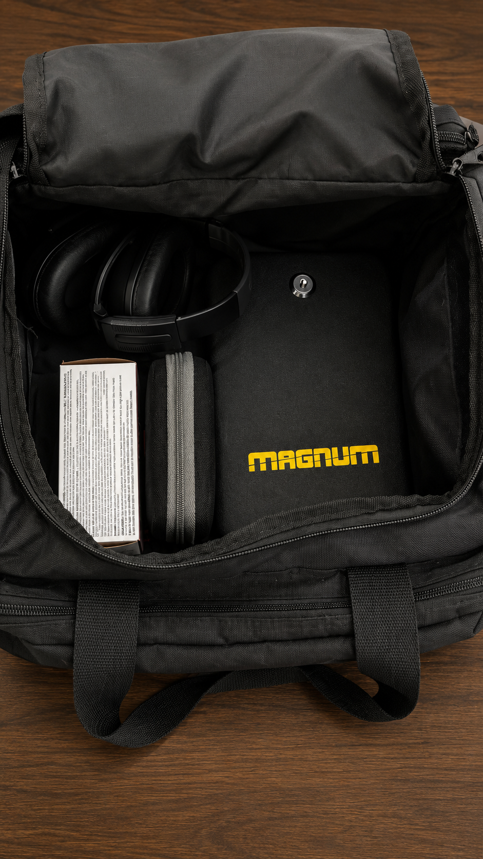 Magnum Key-Lock Security Case safe in a range bag